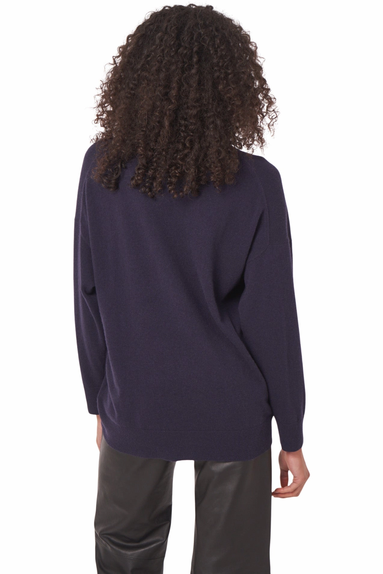 Repeat Cashmere Relaxed V-neck Sweater in Blackberry Lightweight Warmth Snuggle Layers