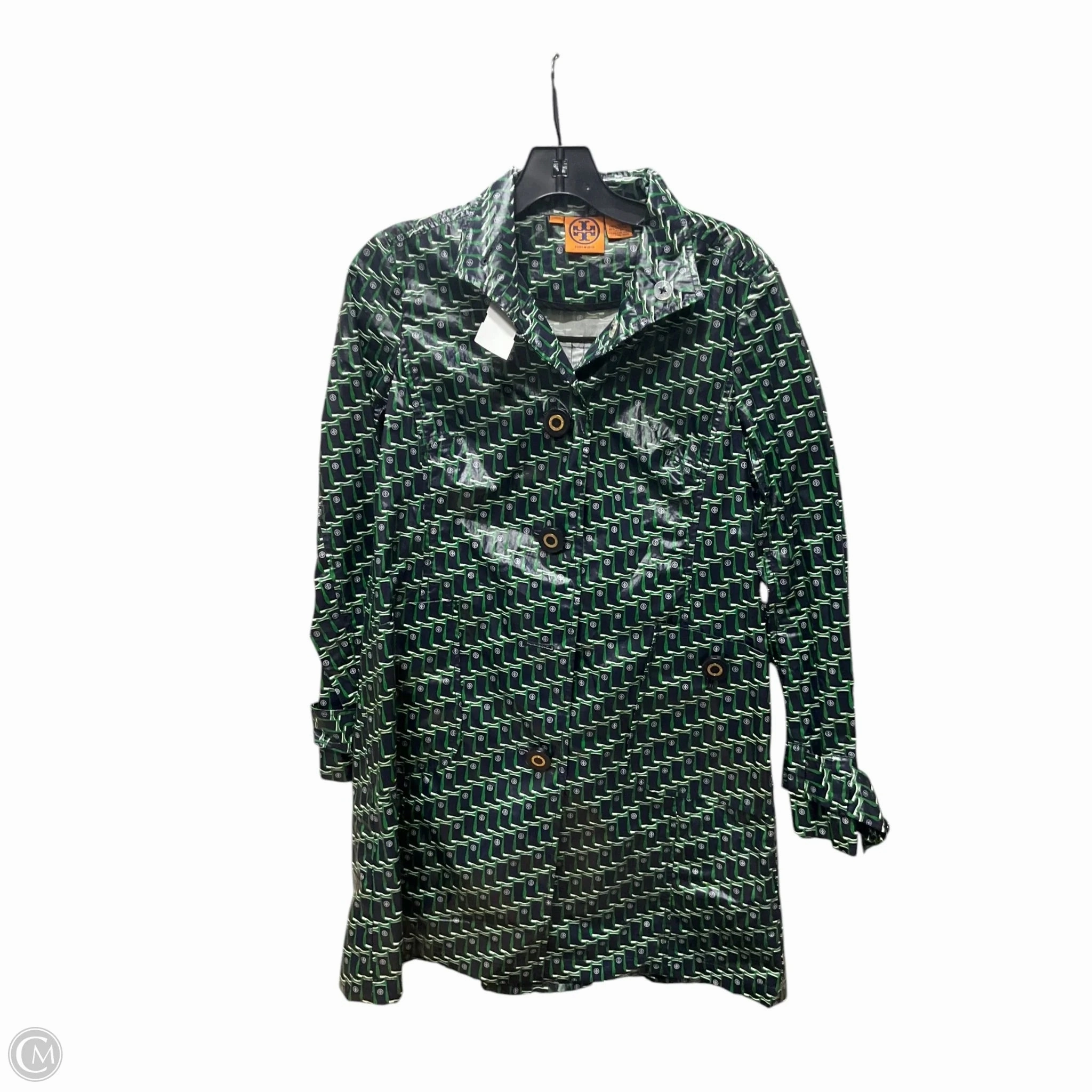 Warm Gloves Net Fit Coat Designer By Tory Burch In Blue & Green, Size: Xs