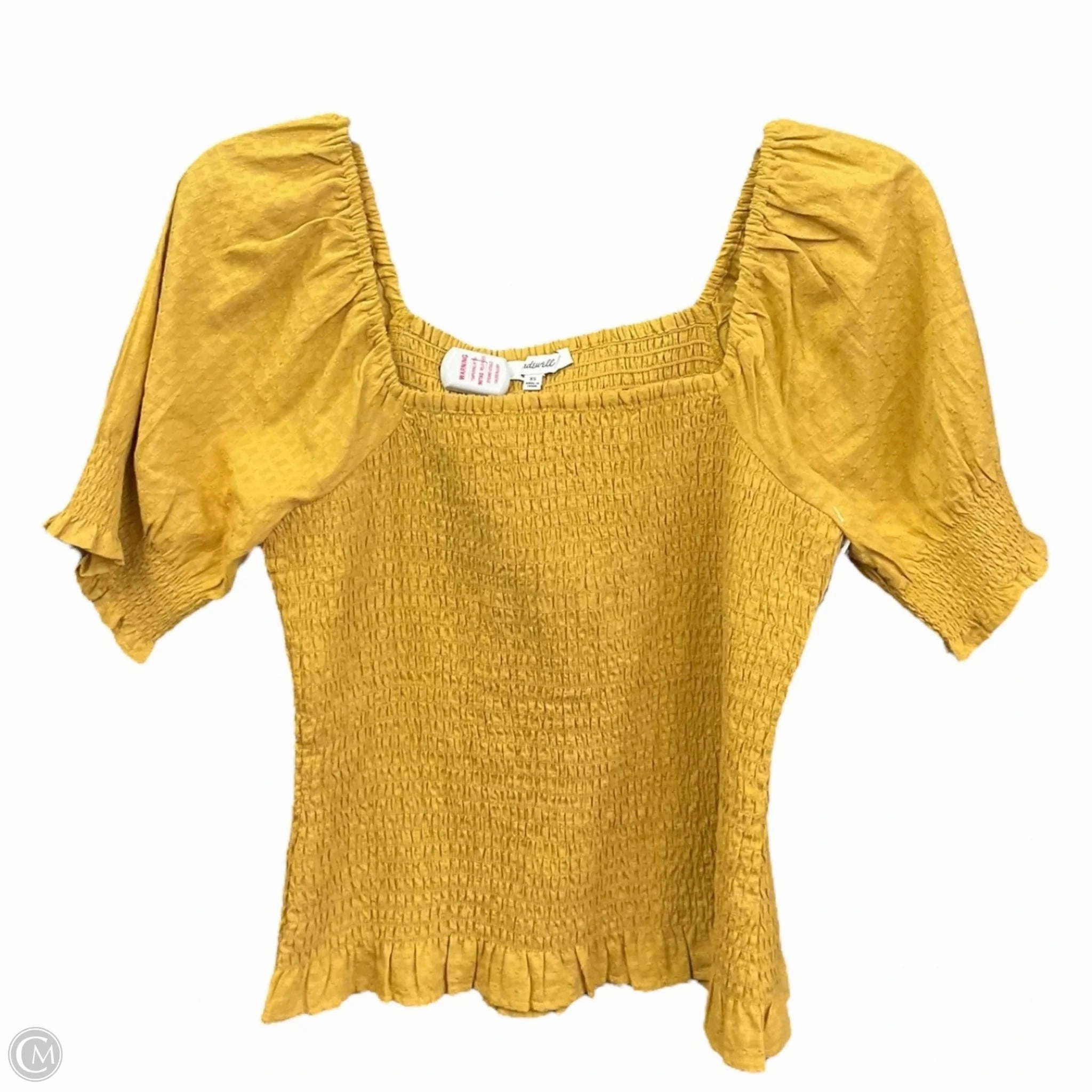 Top Short Sleeve By Madewell In Yellow, Size: Xs Sporty Gear