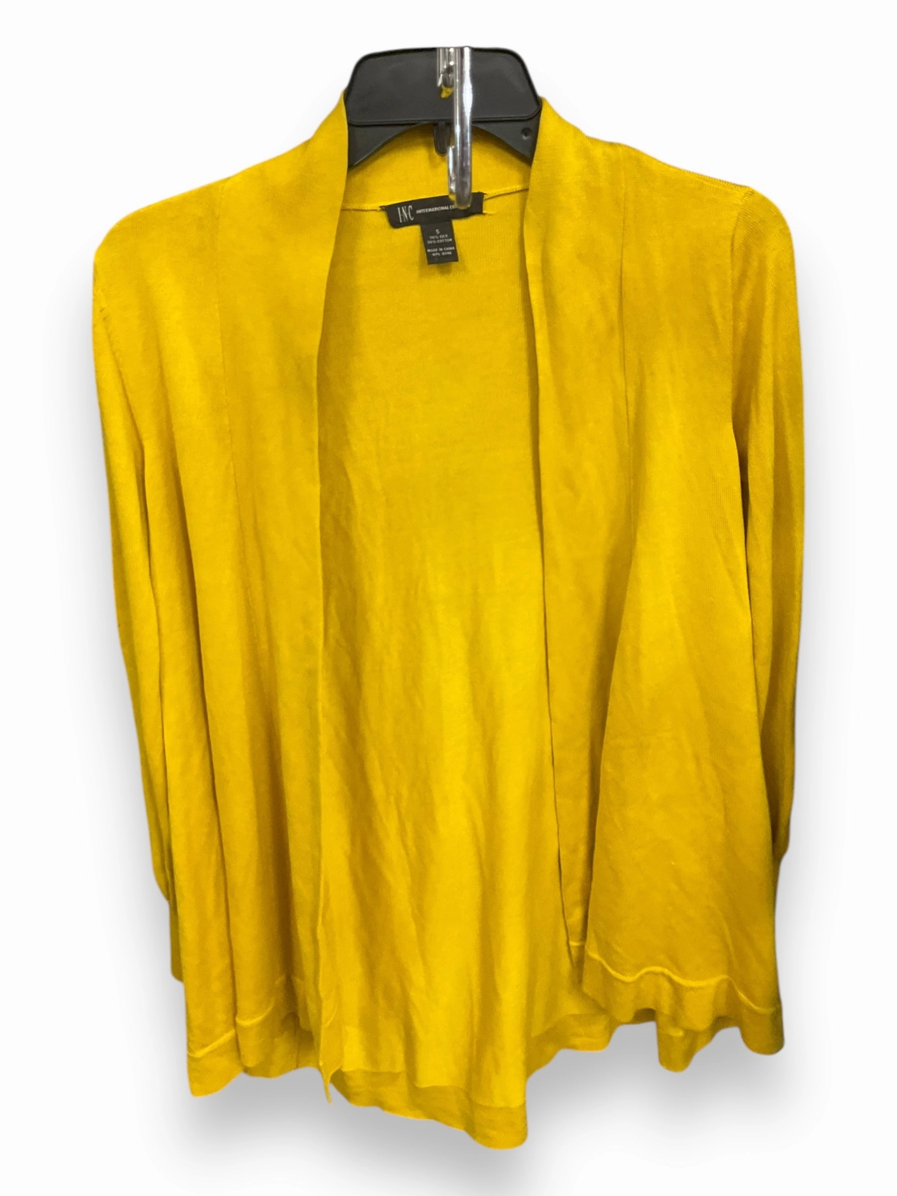 Simple Fashion Airflow Mesh Panels Cardigan By Inc In Yellow, Size: S