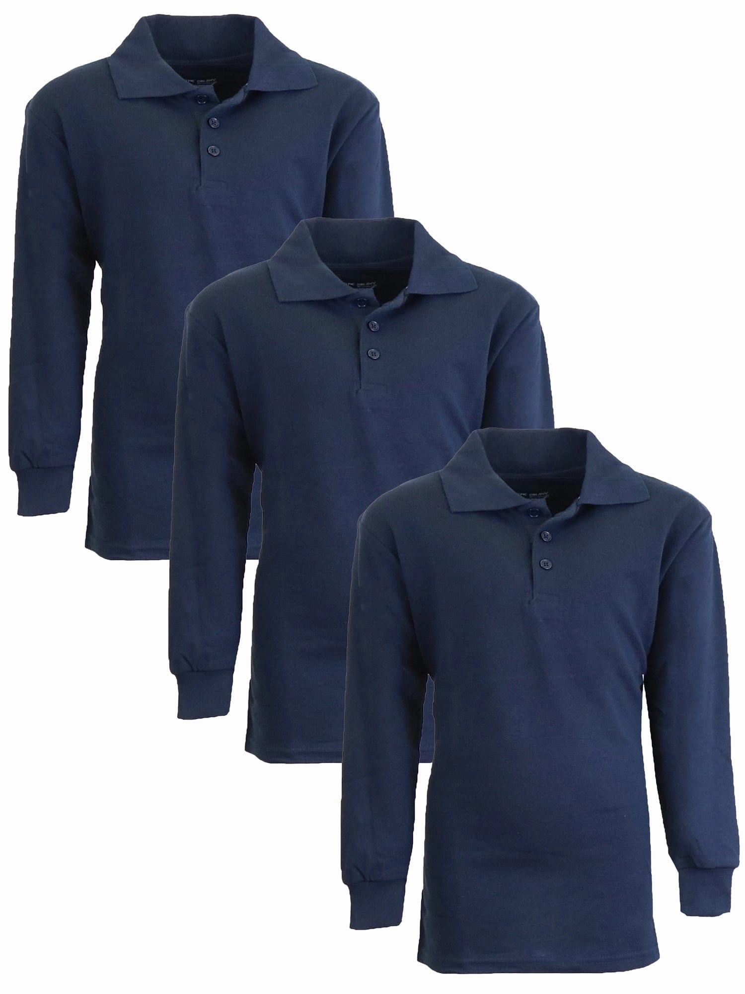 High-End Look Boy's (3-PACK) Long Sleeve Pique Polo Shirt - (Sizes 4-20)