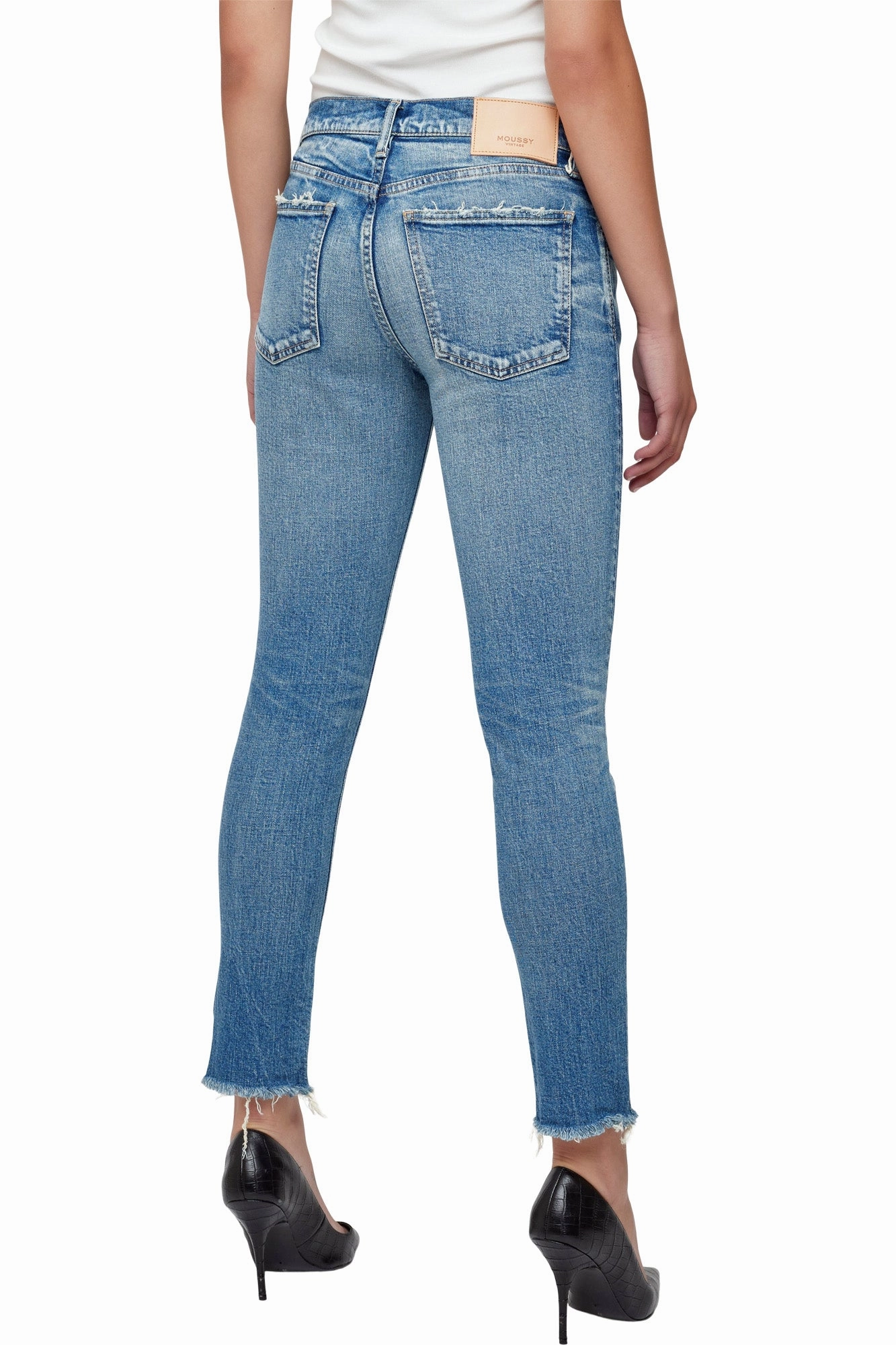 Comfort Fit Moussy Denim Hawthhorne Skinny Jeans in Light Blue