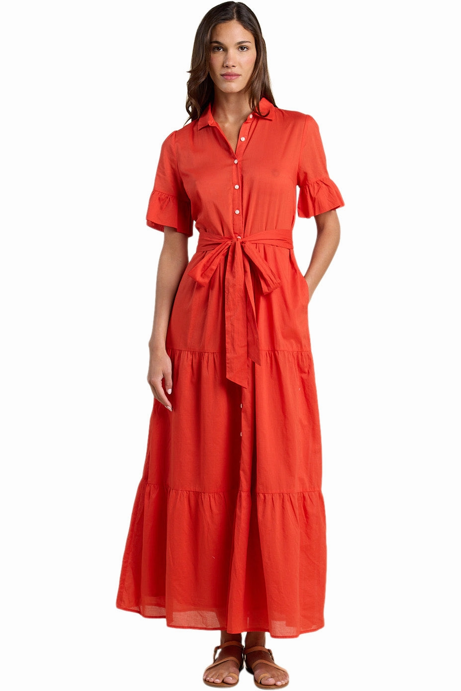 Bold Fashion Trovata Birds of Paradis Martine Dress in Tomato