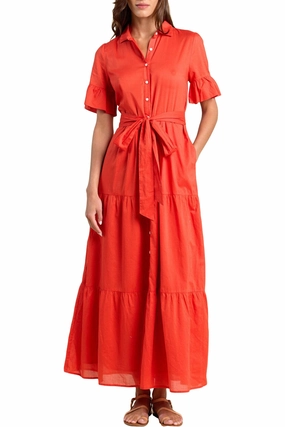 Sharp Fit Relaxed Fit Design Trovata Birds of Paradis Martine Dress in Tomato