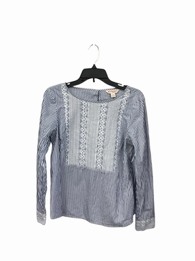 Blouse Long Sleeve By Brooks Brothers In Blue & White, Size: M QuickRelease Closure Casual Day