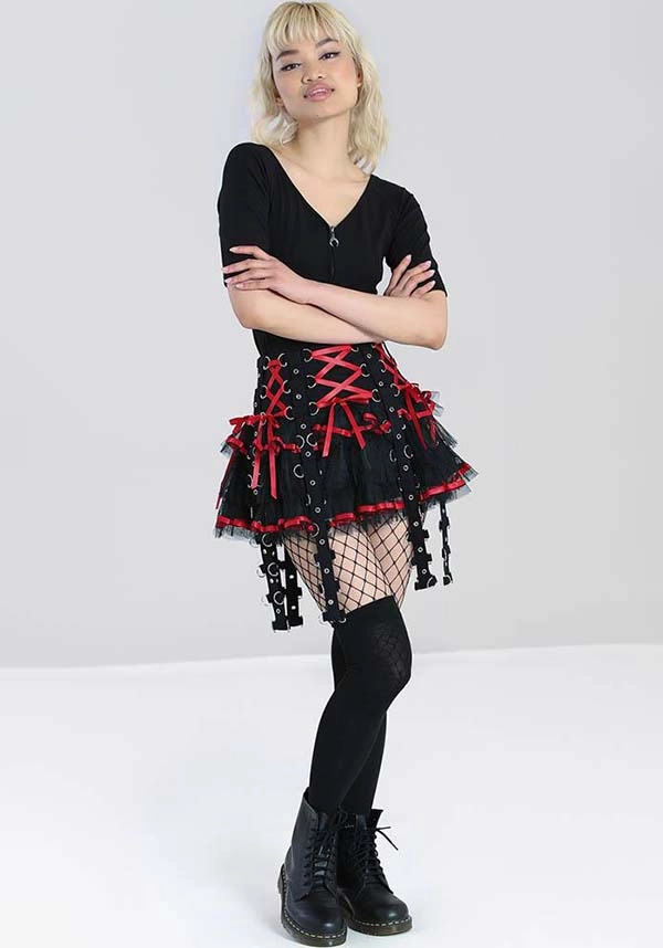 Fashion Fusion Tassel accents Chai [Black/Red] | MINI SKIRT