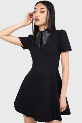 Chapel Collar Dress Scalloped-Edge Office Friendly
