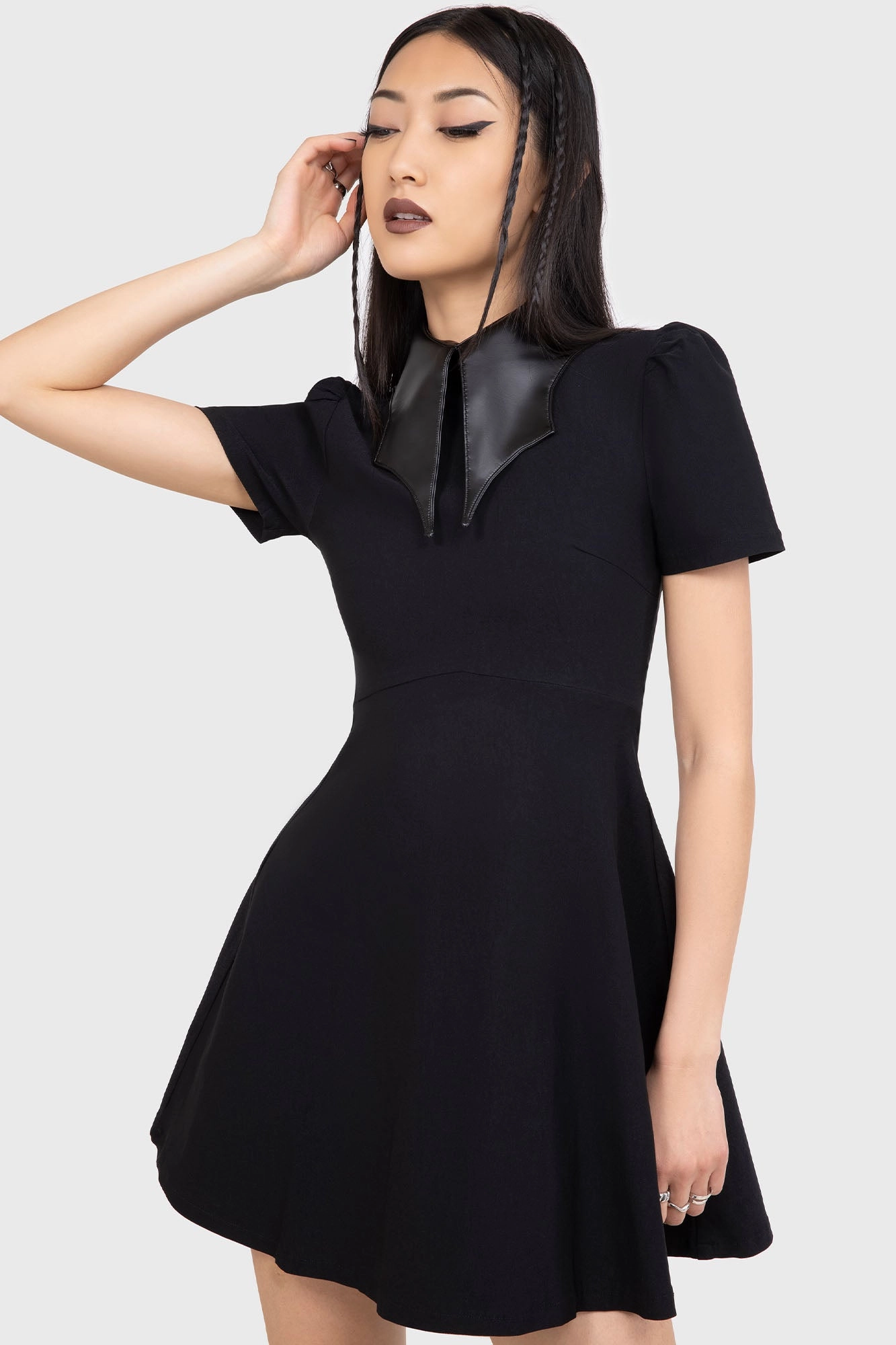 Chapel Collar Dress Scalloped-Edge Office Friendly