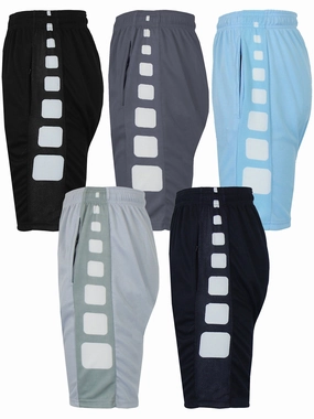 [5 PACK] Men's Active Mesh Moisture Wicking Shorts with Side Design Non slip grip Fun Prints