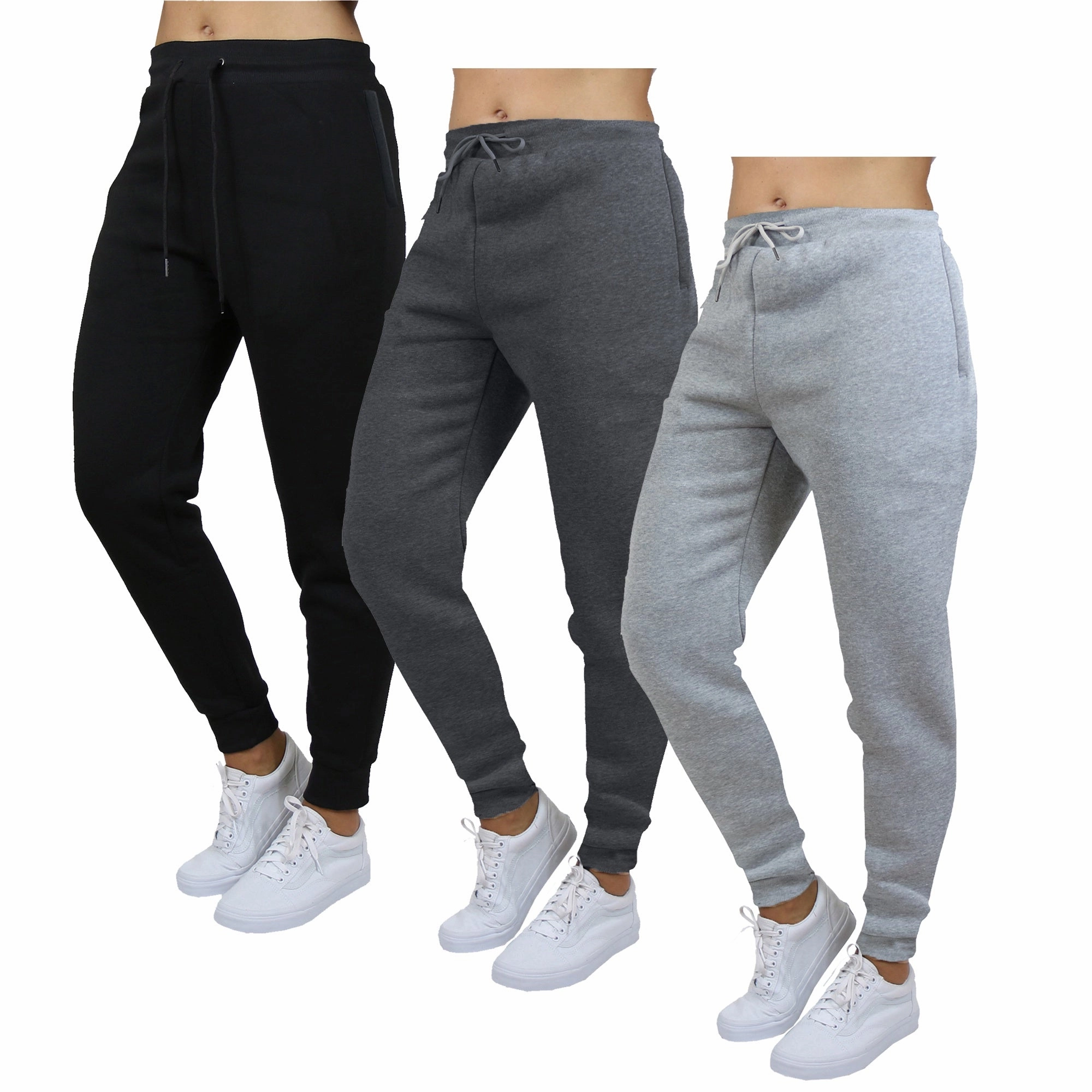 Work Ready Sporty Fit Galaxy by Harvic 3-Pack Women's Loose Fit Fleece Jogger Sweatpants (S-3XL)