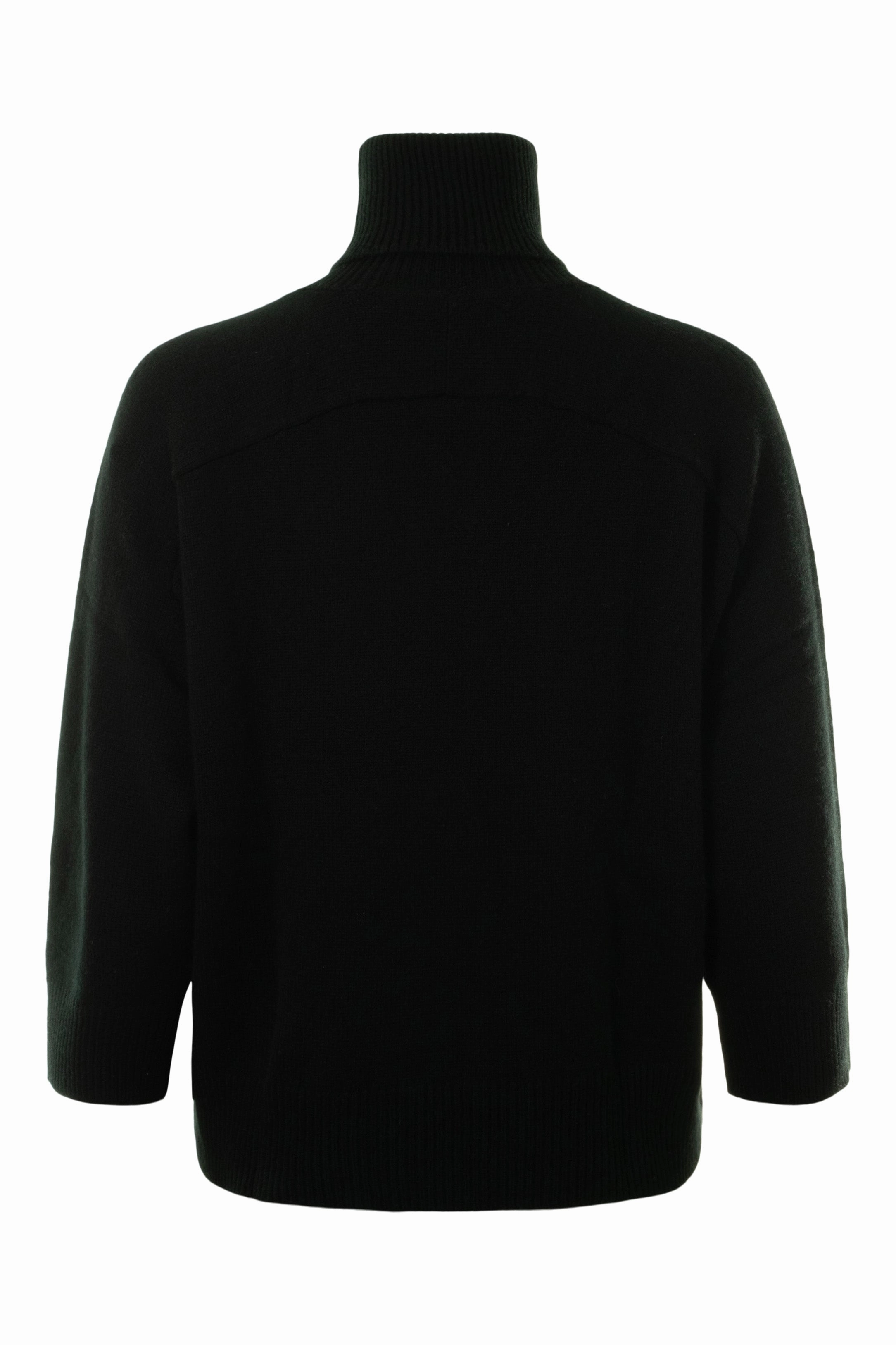 Autumn Cashmere Boxy 3/4 Sleeve Turtleneck in Black Comfortable knit piece