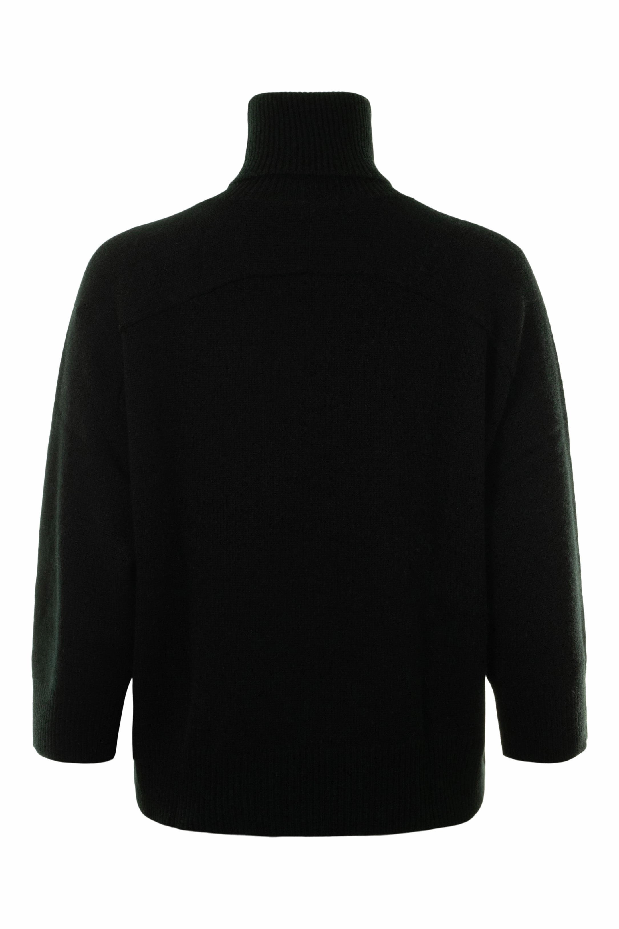 Autumn Cashmere Boxy 3/4 Sleeve Turtleneck in Black Active Design