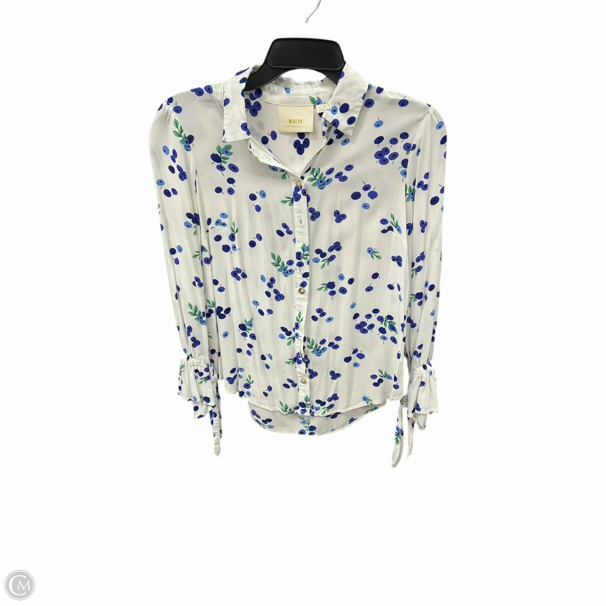 Blouse Long Sleeve By Maeve In Blue & White, Size: S Weather Ready Carnival Look