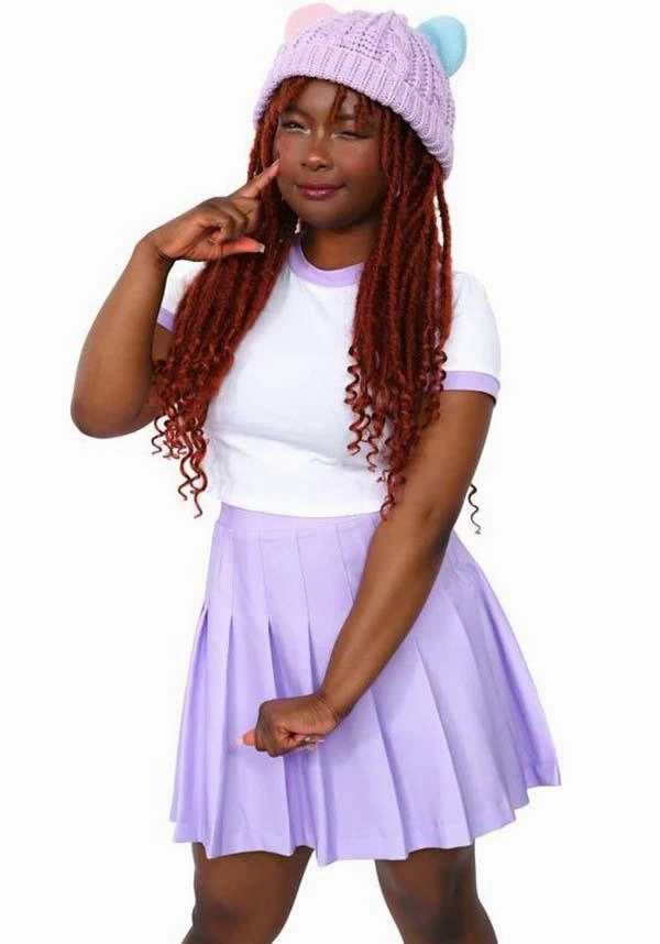 Claire [Lavender] | PLEATED SKIRT* Twist Front