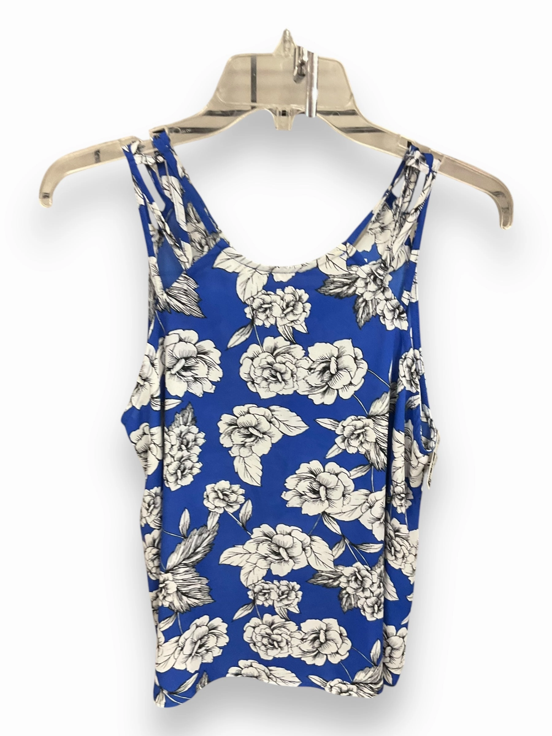 Seamless Design Top Sleeveless By Pink Rose In Blue & White, Size: S