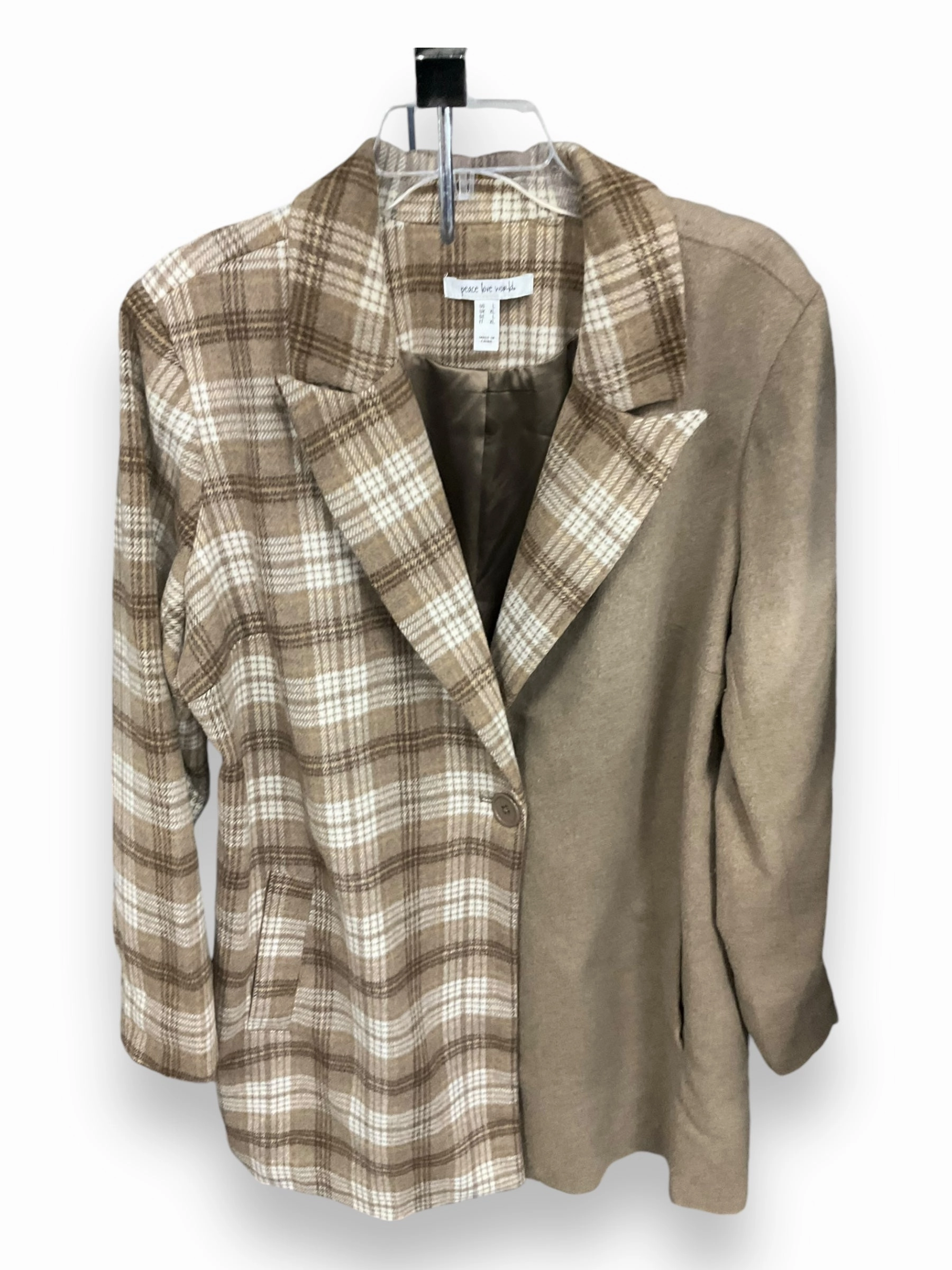 Outdoor Pants Future Edge Coat Peacoat By Peace Love World In Plaid Pattern, Size: L