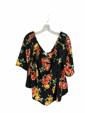 StretchableFabric LightweightMaterial Blouse 3/4 Sleeve By Clothes Mentor In Floral Print, Size: 3x