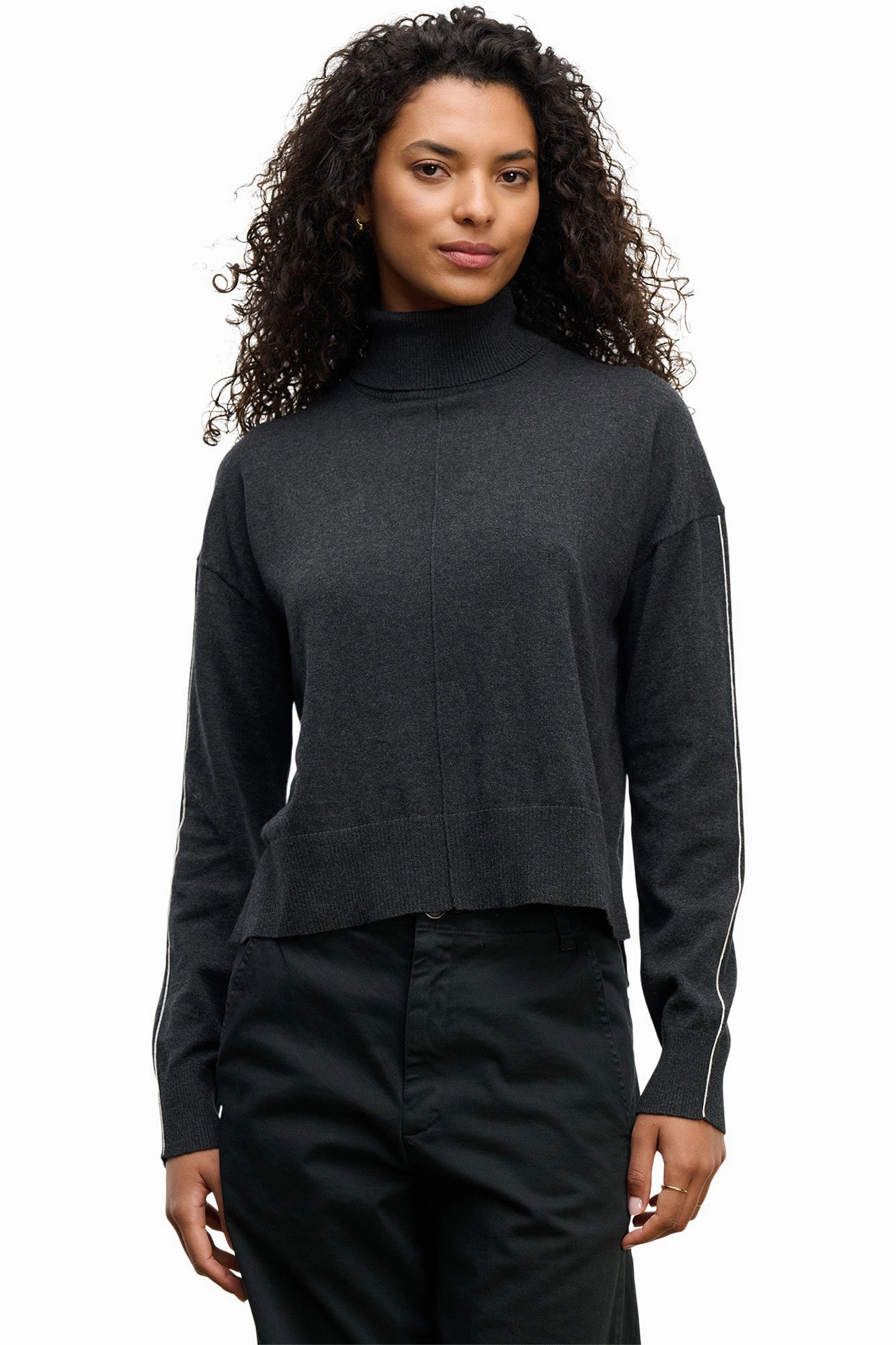 Velvet Libra Mockneck Sweater in Cinder Cozy Stretch Fit Cozy Flex Fit
