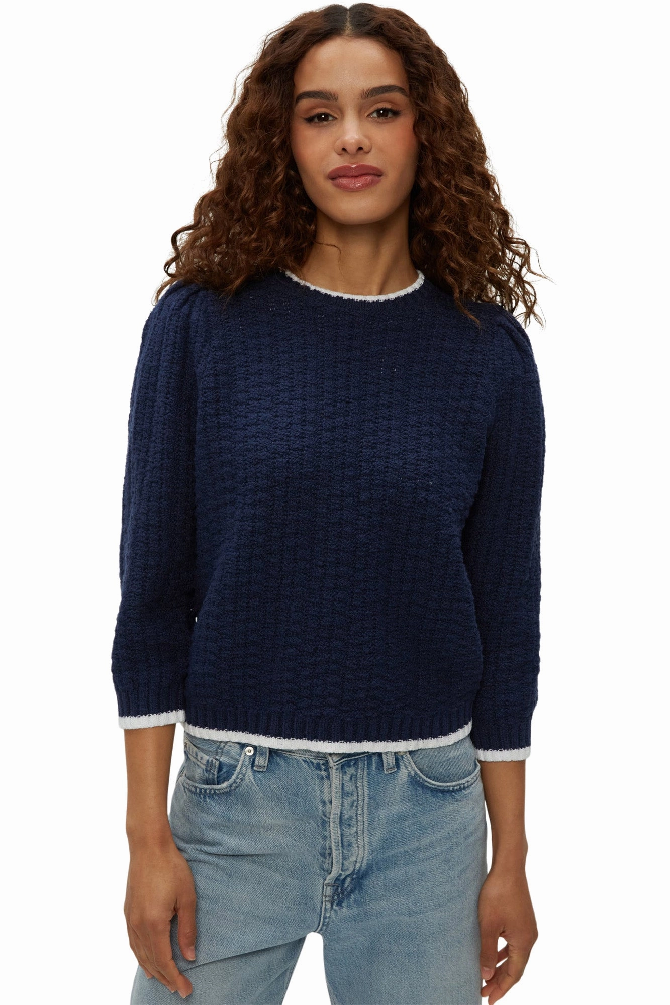 Michael Stars Leonora Puff Sleeve Sweater in Nocturnal Warm and Cozy Everyday Comfort