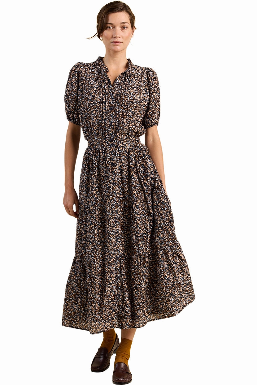 Trovata Birds of Paradis Blair Dress in Nightshadow Ditsy Muted Tones