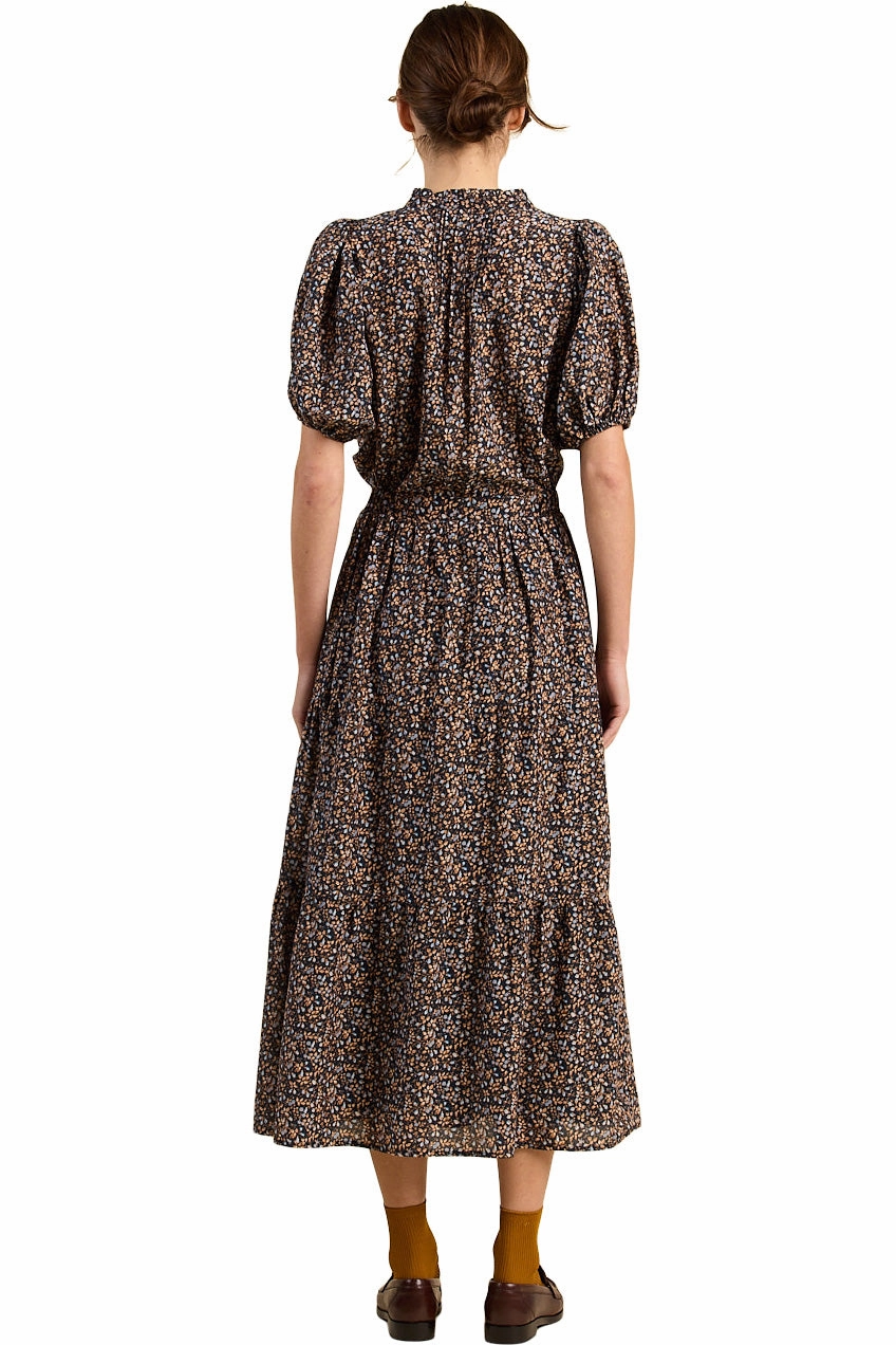 Pure Color Trovata Birds of Paradis Blair Dress in Nightshadow Ditsy