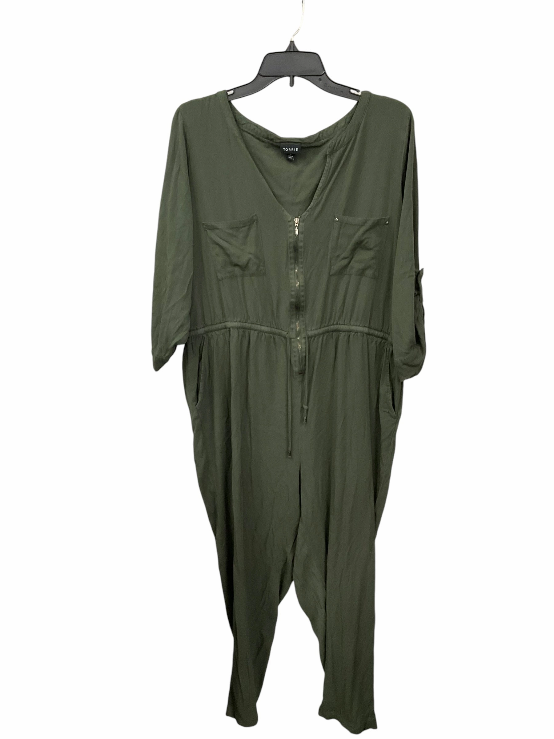 Clear Mind Heavy Silk Jumpsuit By Torrid In Green, Size: 2x