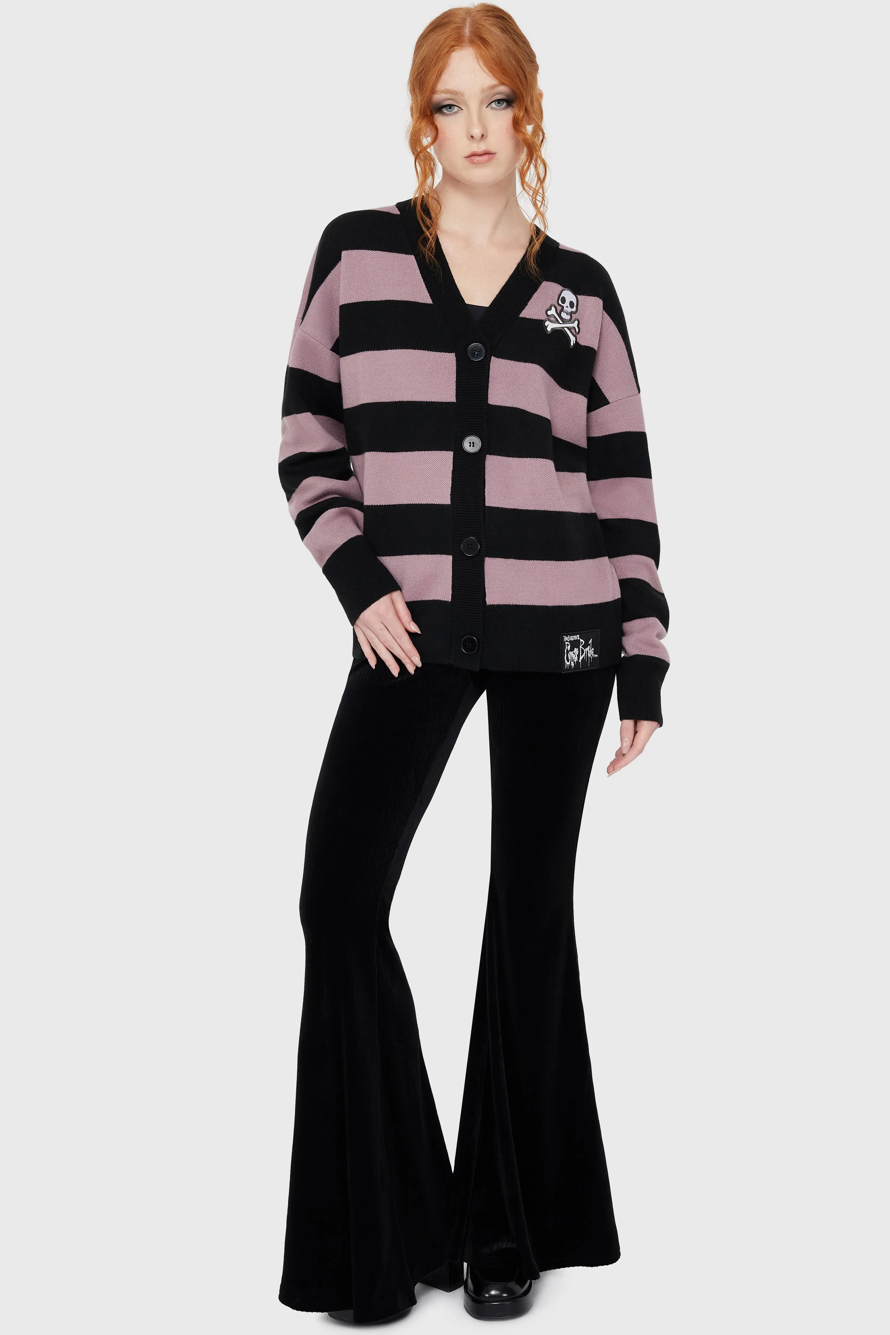 Non Closure Collar DurableCollarStays Crossbones Knit Cardigan