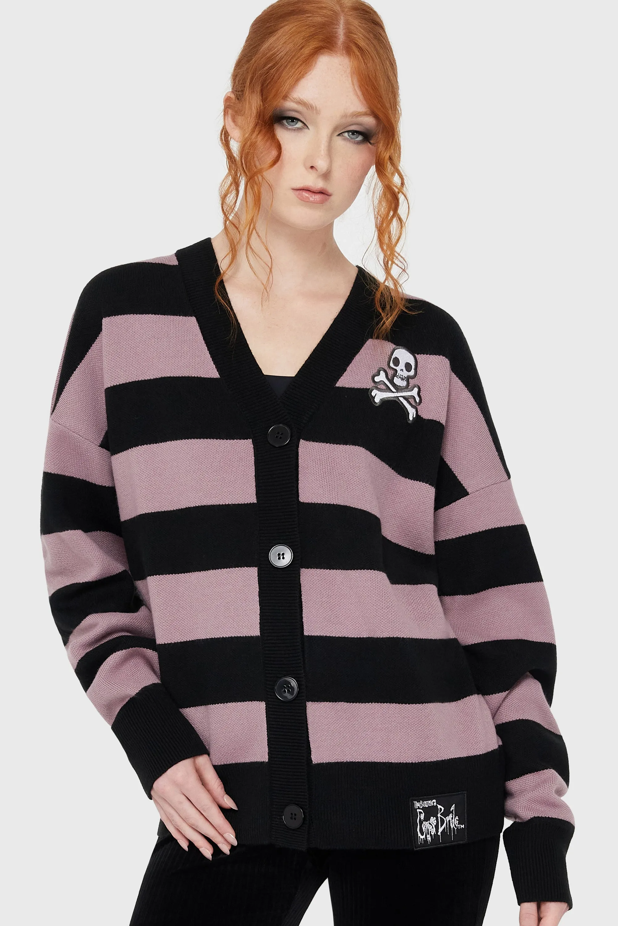 BrushedInnerLining Crossbones Knit Cardigan