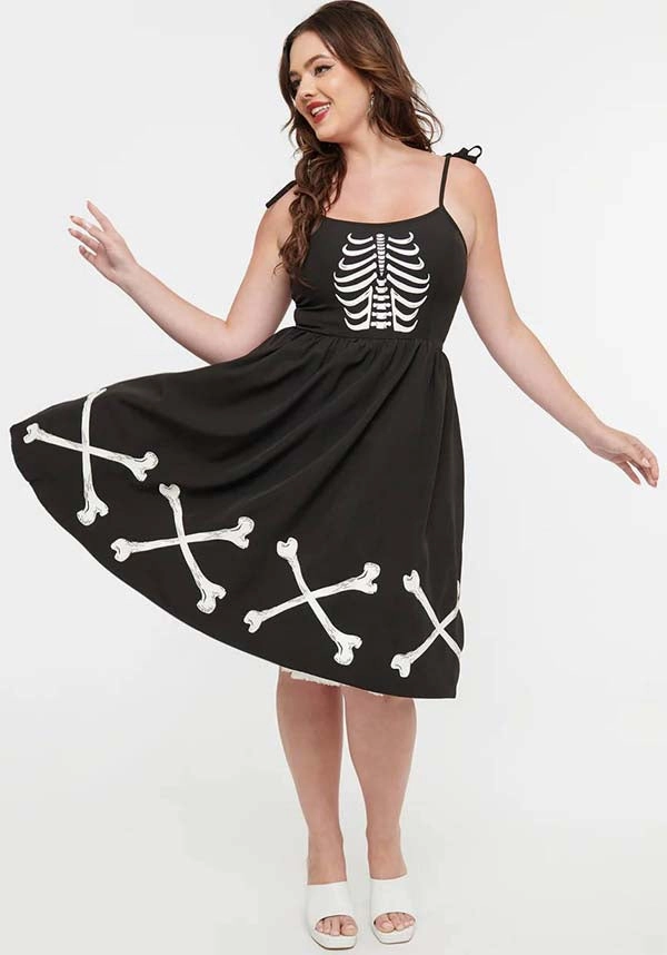 Dark Skeleton Bobbie Swing Dress | SWING DRESS [SECOND]** Contemporary Look
