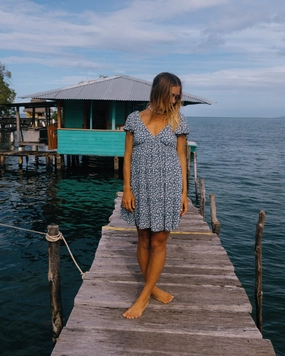 Mainland Dress - Fin Blue Timeless fitted silhouette Sophisticated Comfort