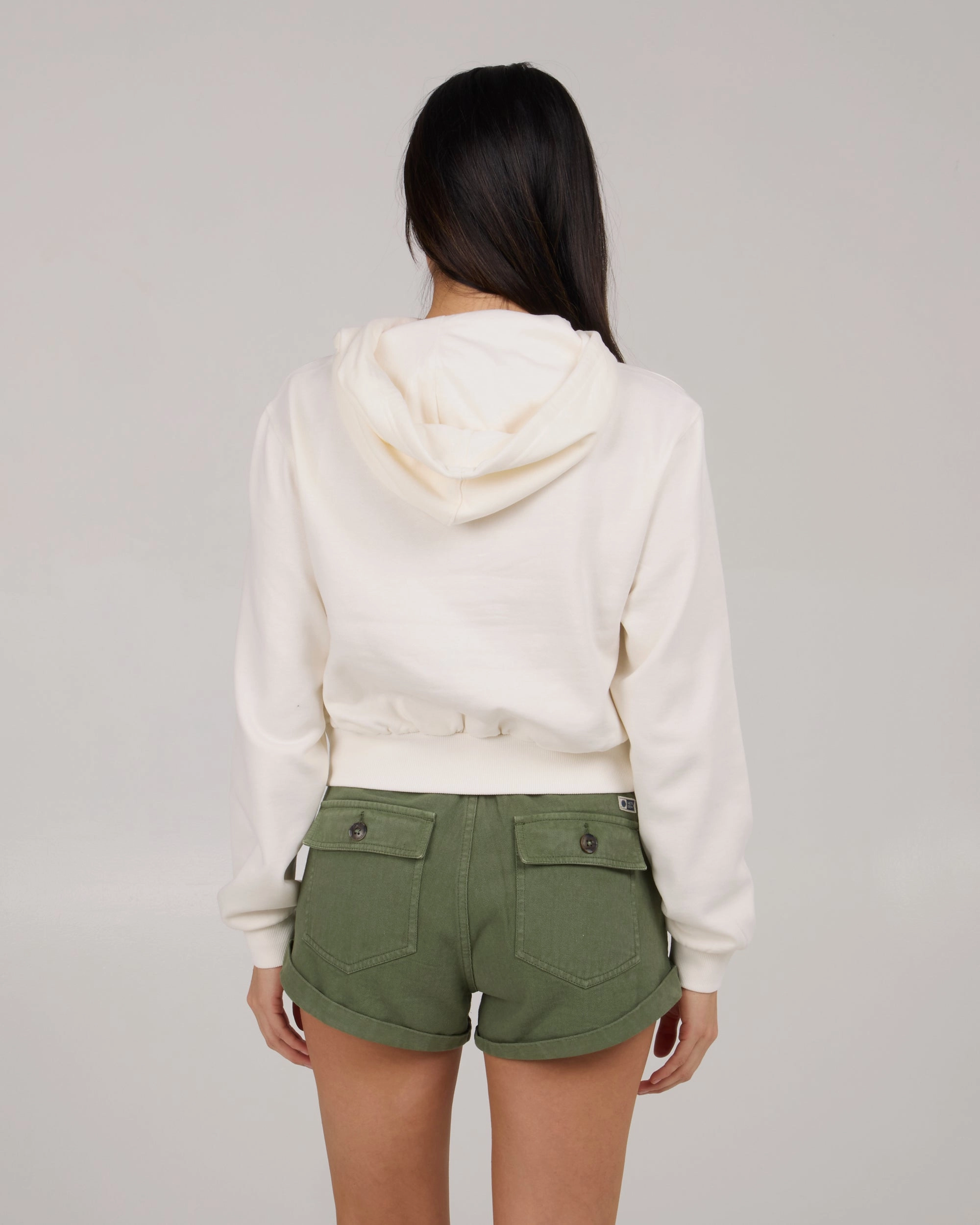 Daybreak Crop Hoody - Off White Eco Friendly Dye Process organic materials