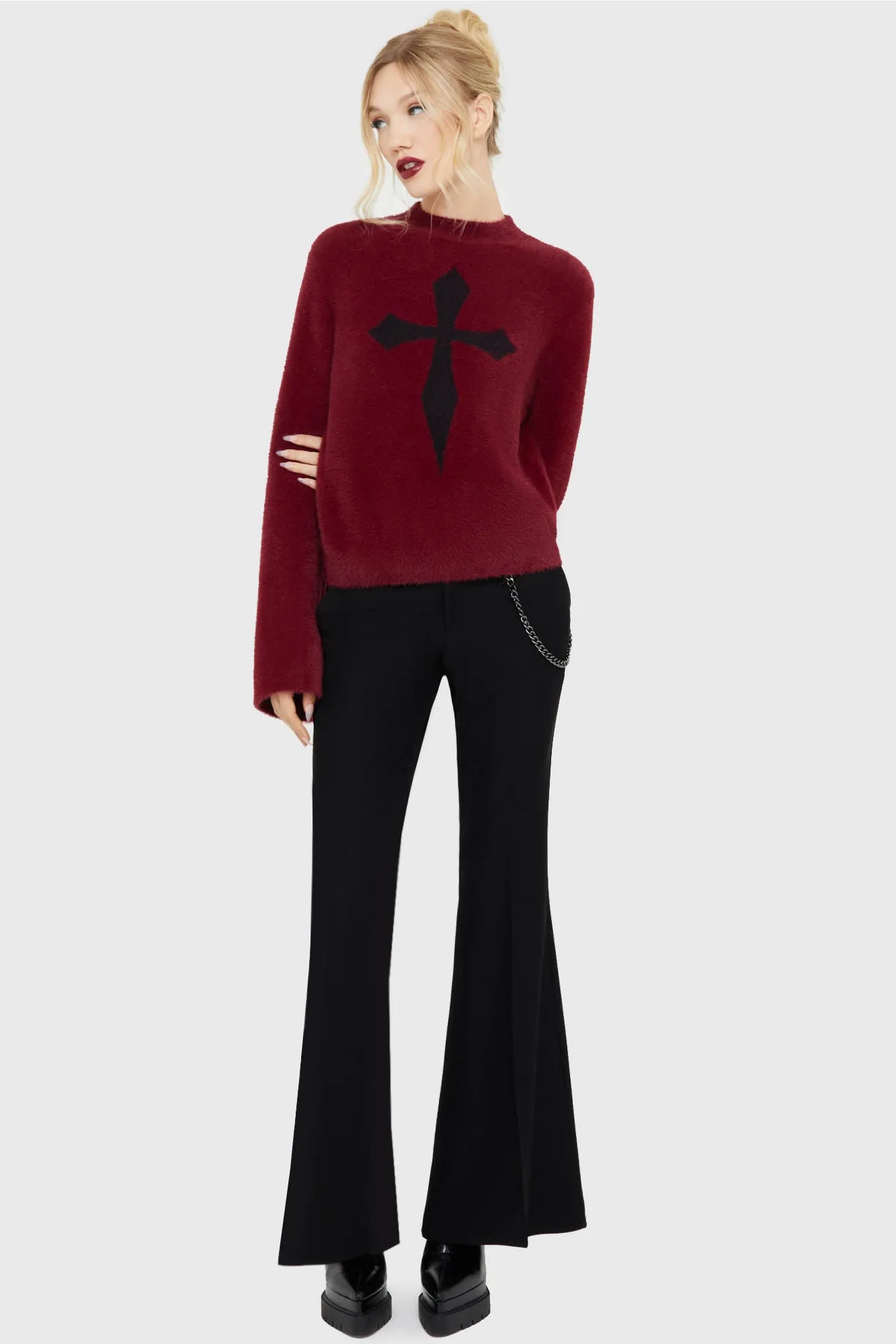 Bluesign Approved Material Unstructured Silhouette Dead Romantic Sweater [RED/BLACK]