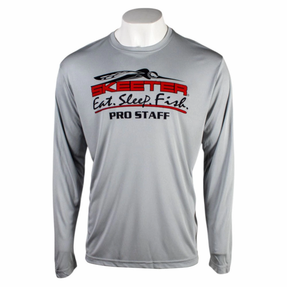 Skeeter Pro Staff Script Silver Performance Long Sleeve Linen blend