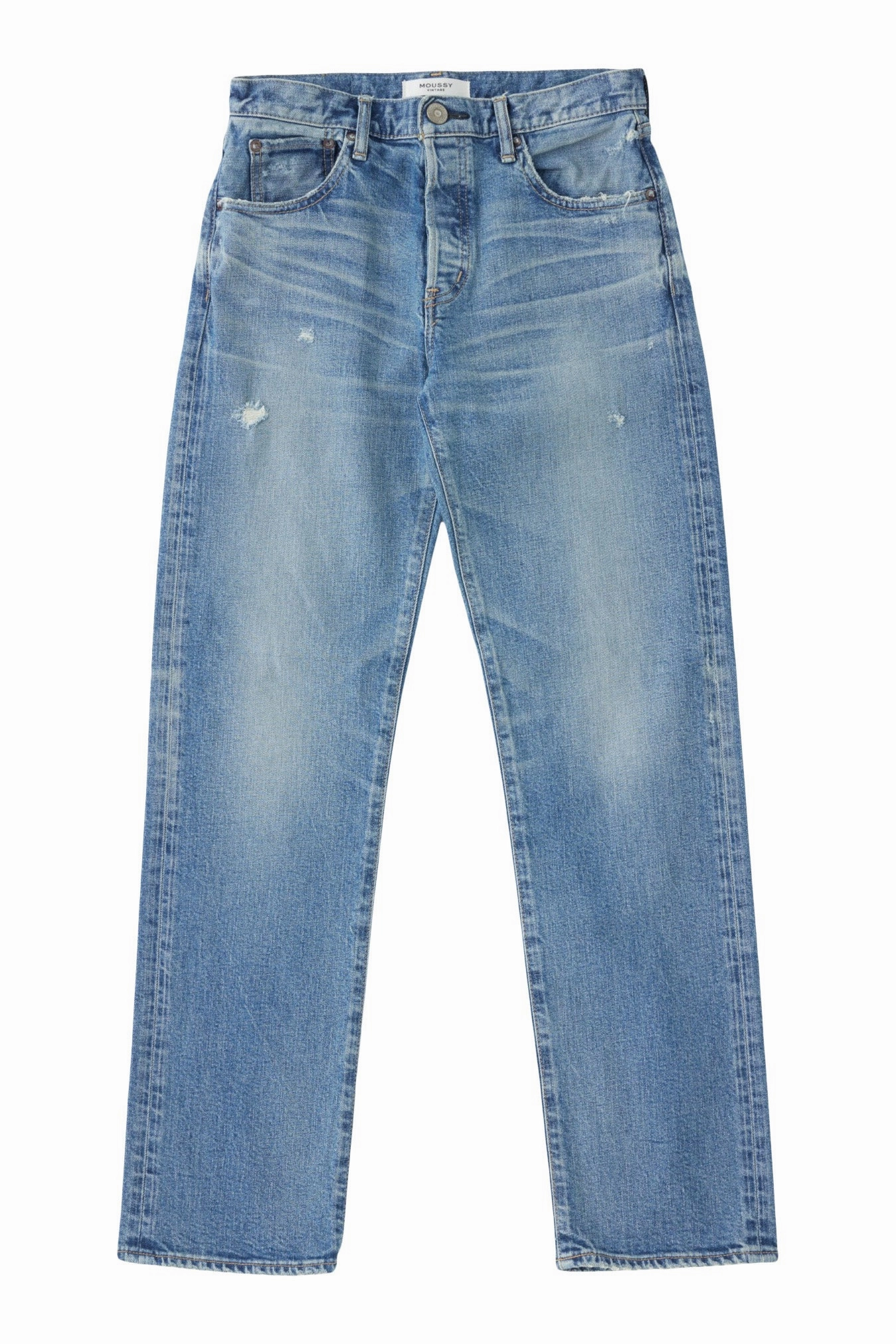 Moussy Denim Bradenton Straight Jeans in Blue Favorite Basic Stain Release Finish