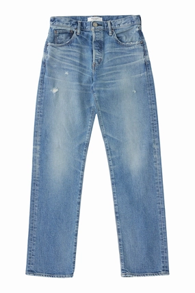 Moussy Denim Bradenton Straight Jeans in Blue Favorite Basic Stain Release Finish