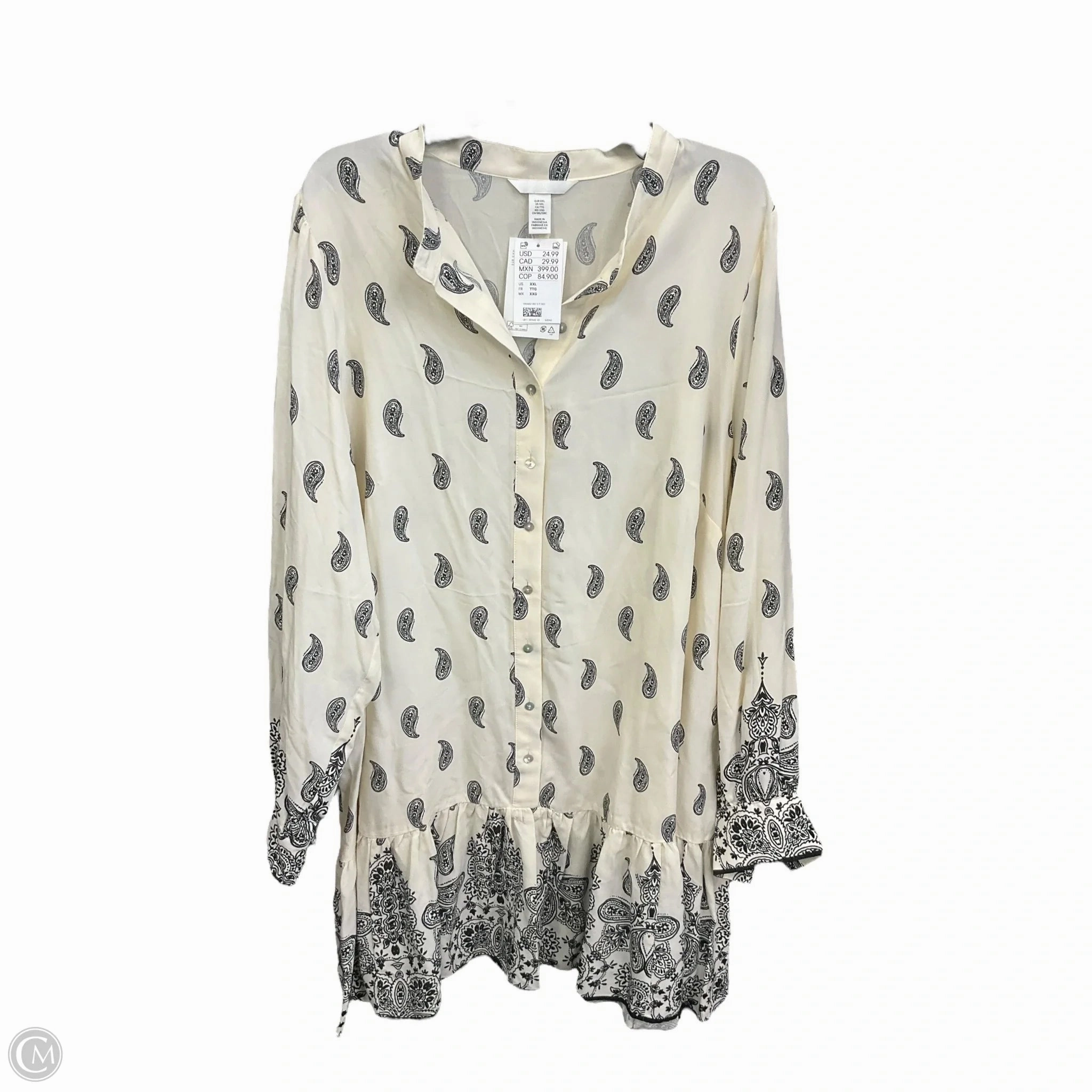 Organic Ease TearResistant Fabric Dress Casual Midi By H&m In Black & Cream, Size: Xxl