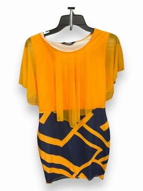 Art Mood Strong Glow Dress Casual Short By Clothes Mentor In Blue & Gold, Size: Xl