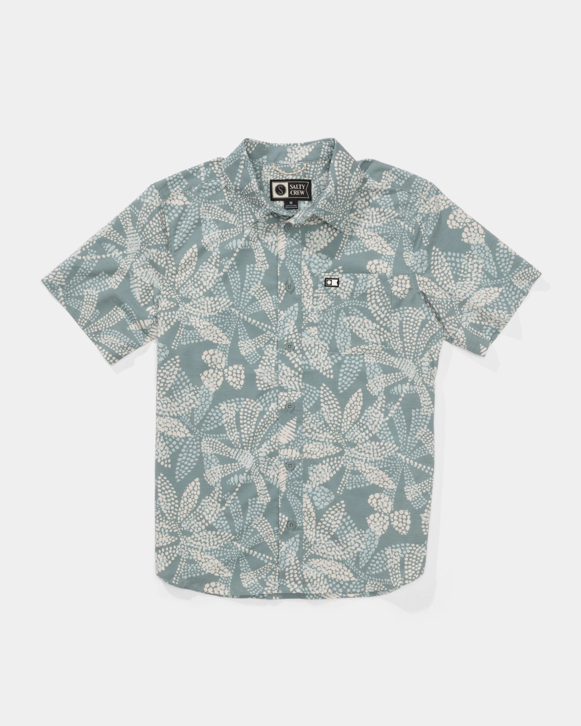 Drifter  Uv Button Up Kids - Atlantic Green Durable Stitching