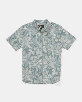 Drifter  Uv Button Up Kids - Atlantic Green Work Appropriate