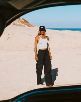 Driftwood Pant - Black Effortless Comfort Plaid detail