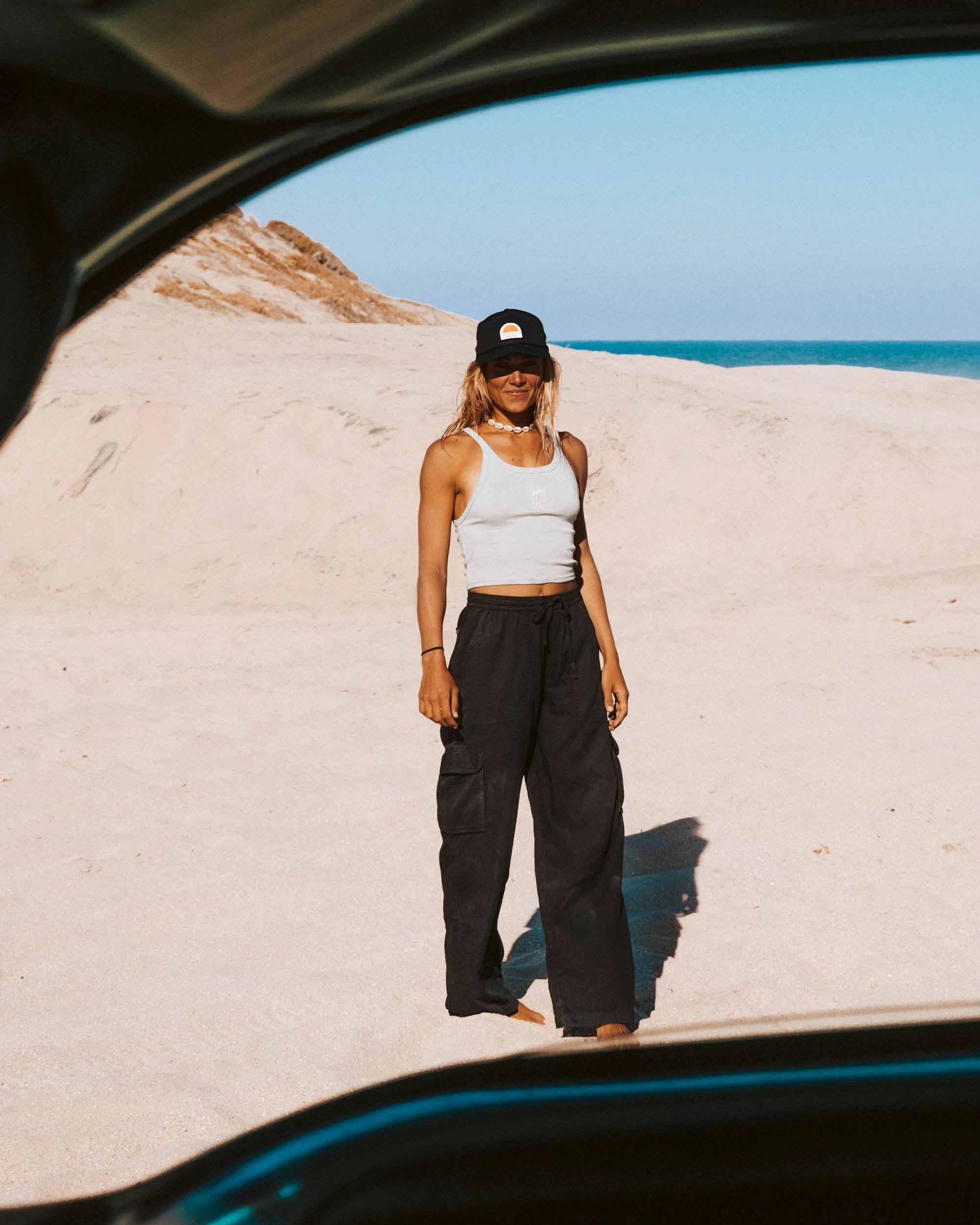 Driftwood Pant - Black Effortless Comfort Plaid detail