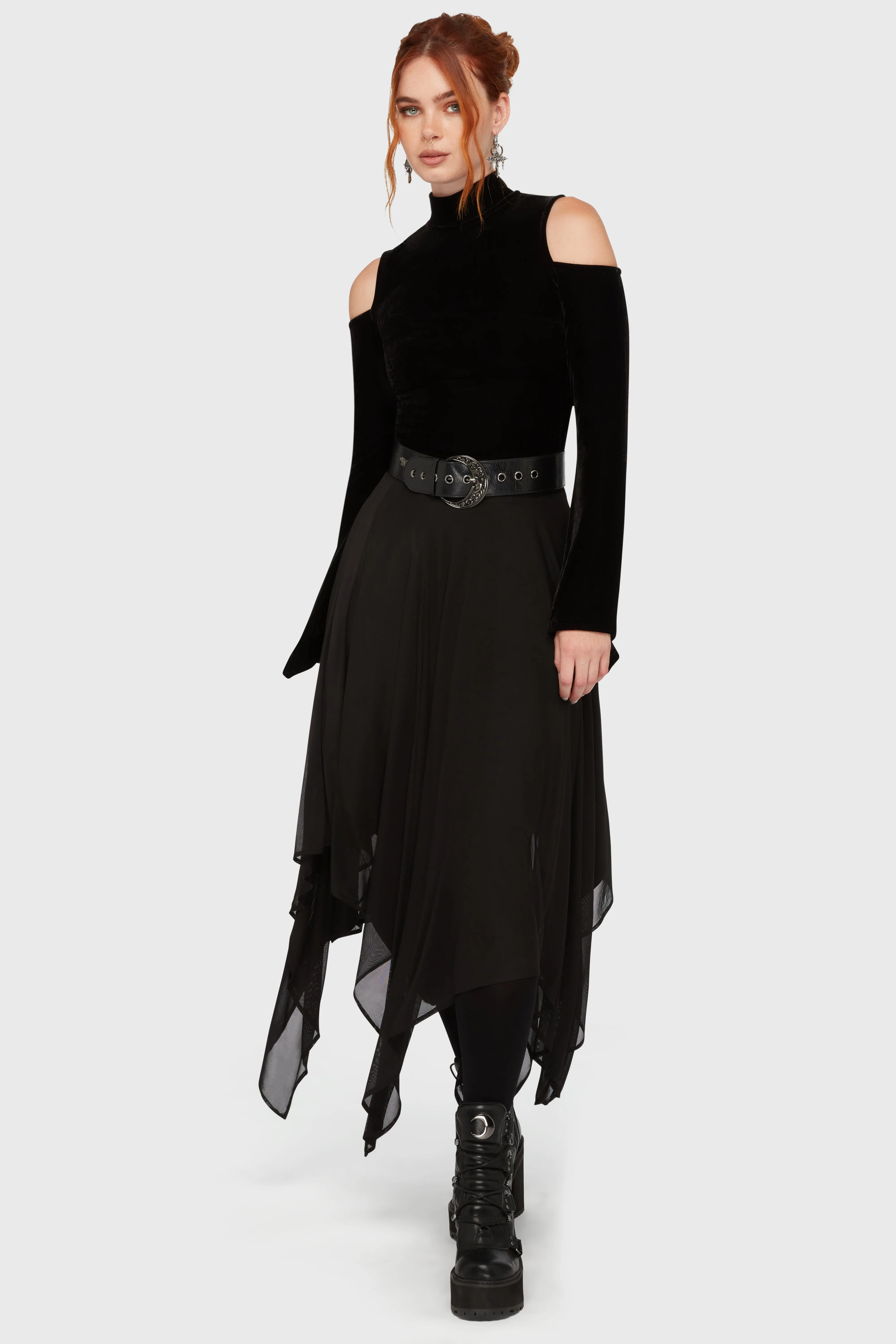 Reinforced Neckline Detail retro look Nix Maxi Skirt