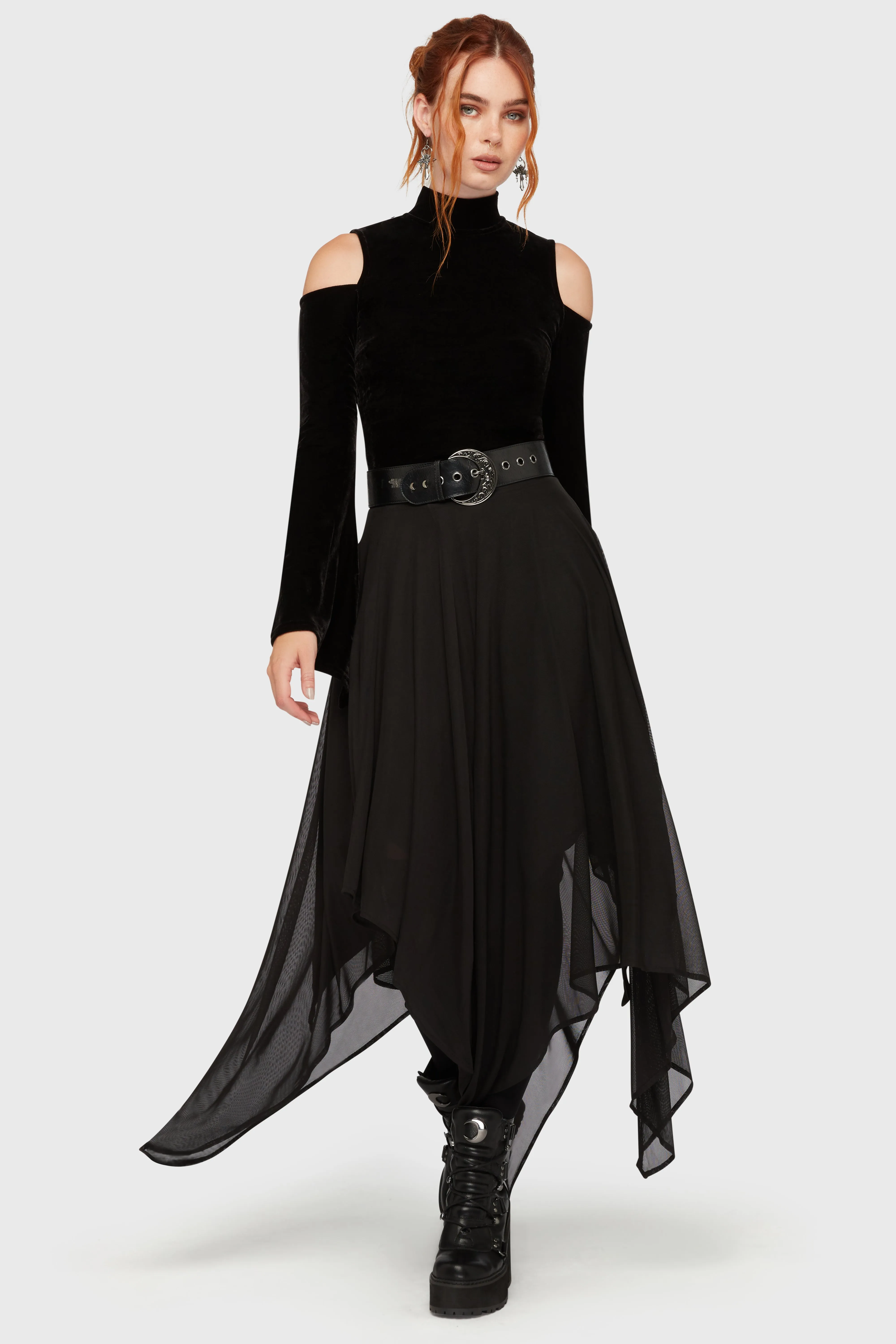 SoftTouchFinish Layered Collar Design Nix Maxi Skirt