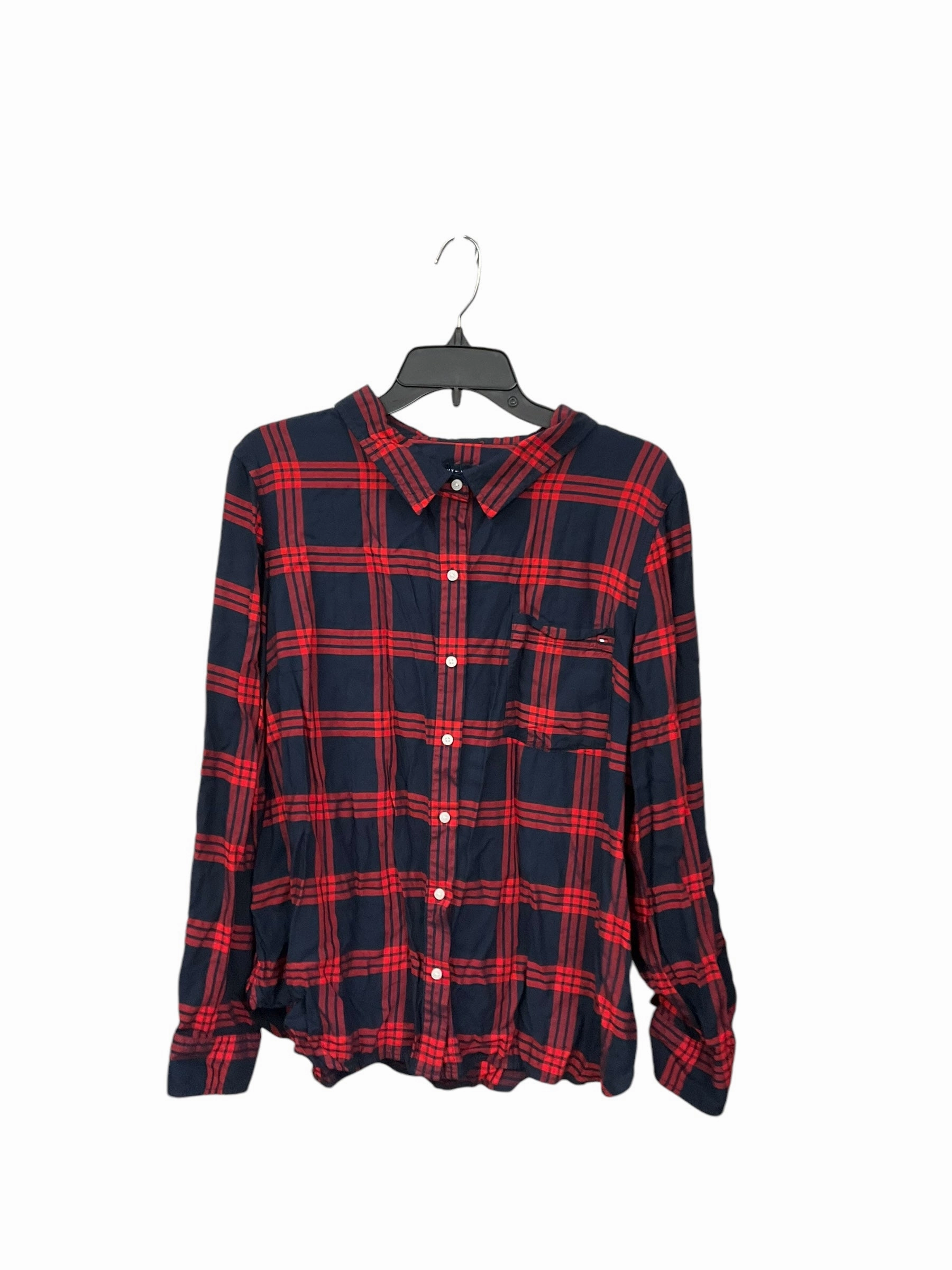 Top Long Sleeve By Tommy Hilfiger In Plaid Pattern, Size: Xxl Fearless Mode Sharp Cut
