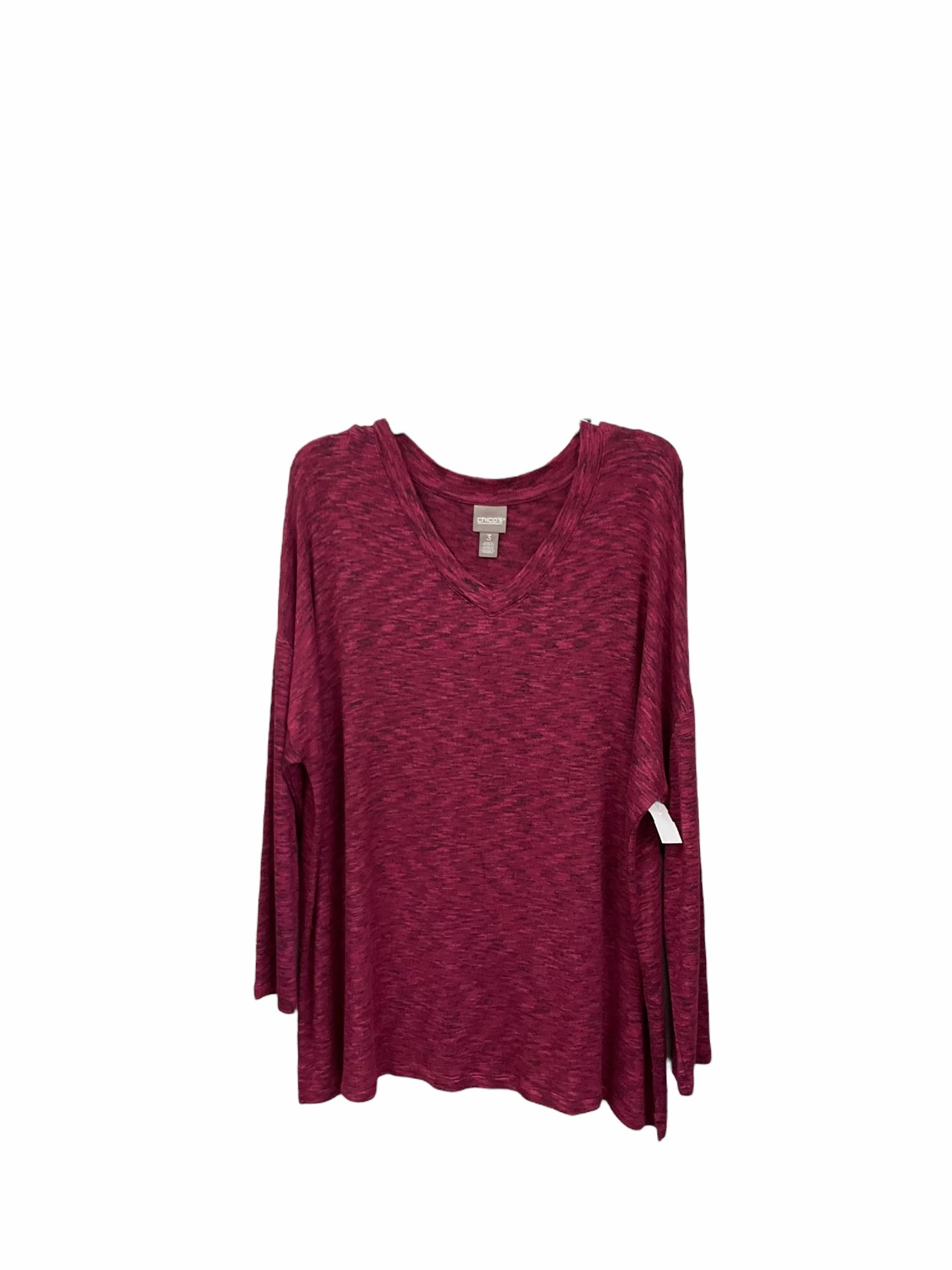 AbrasionResistant Material Top Long Sleeve By Chicos In Burgundy, Size: Xl