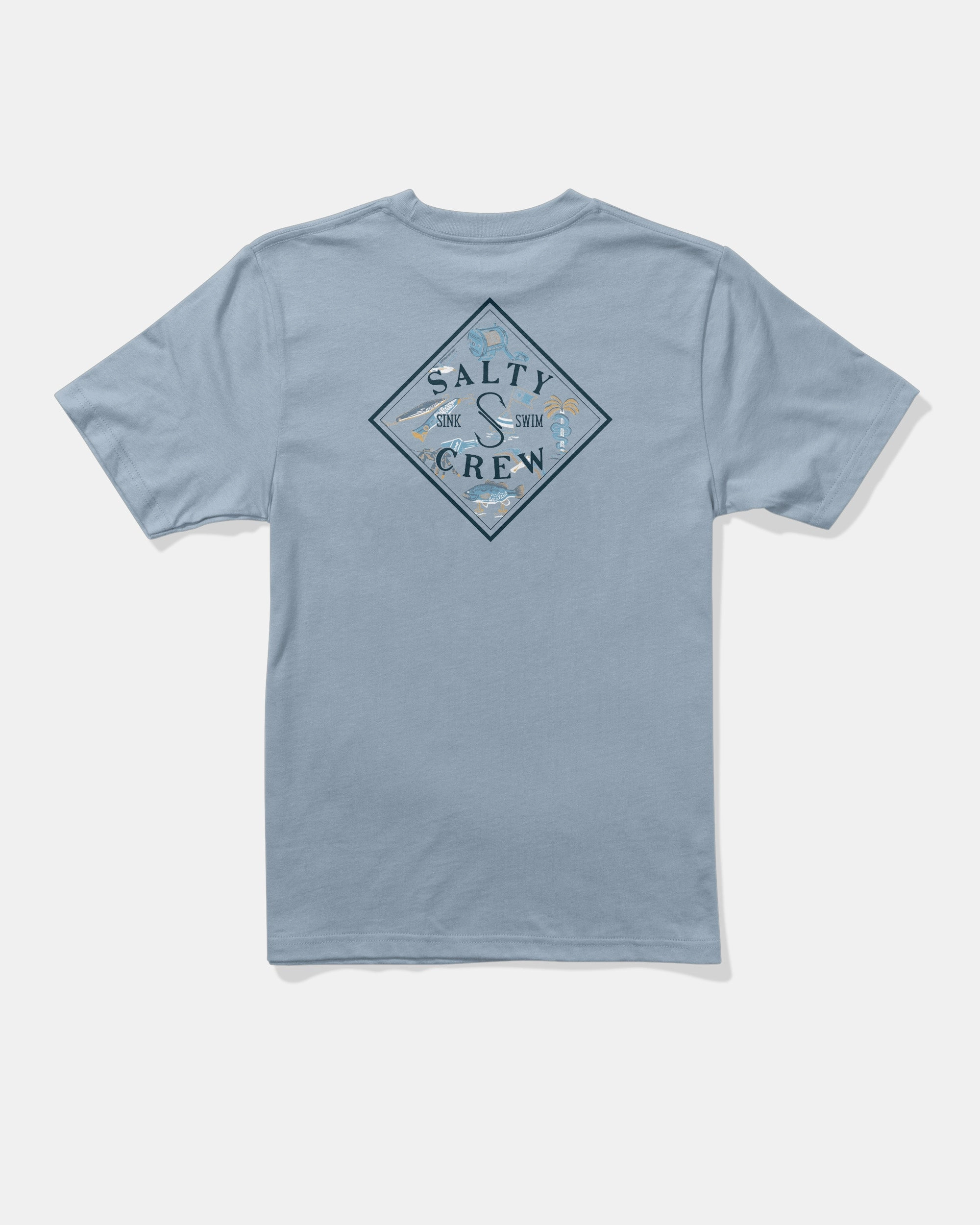 Tippet Fill  Ss Tee  Kids - Blue Fog Heather Effect Finish DoubleNeedle Stitching