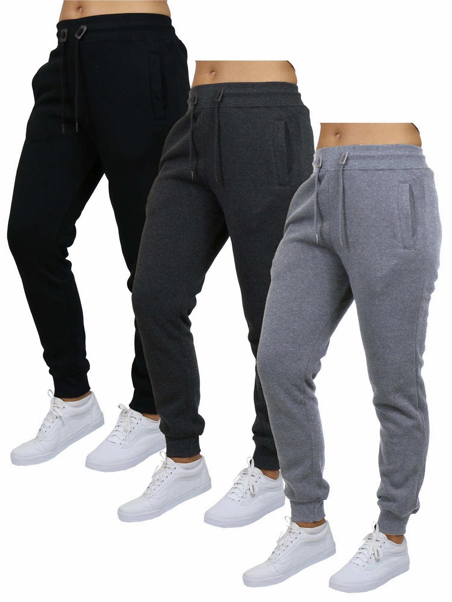[3-Pack] Women's Loose-Fit Fleece Jogger Sweatpants Flexible Layer