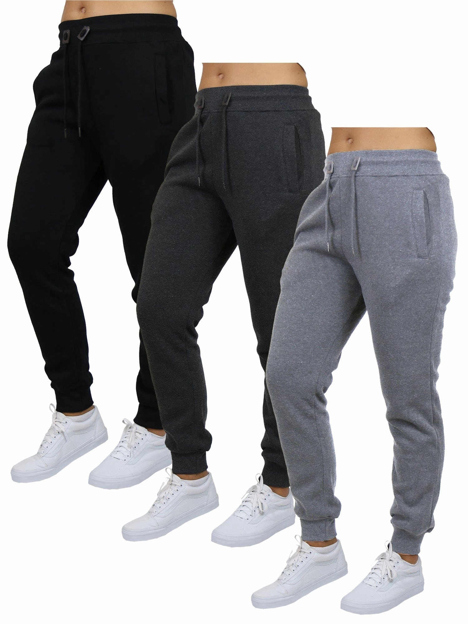 [3-Pack] Women's Loose-Fit Fleece Jogger Sweatpants Comfortable Waistband Easy Stretch