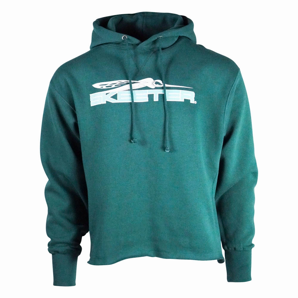 Affordable Patchwork Skeeter Ladies Boxy Pullover Hoodie - Alpine Green