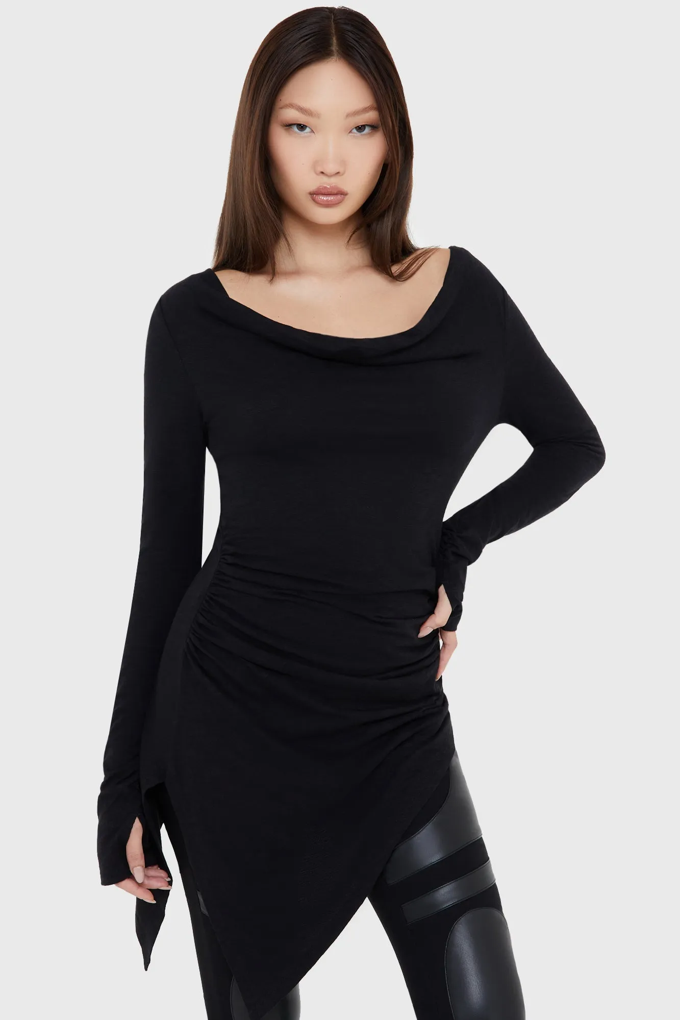 Ebony Hour Top Hidden Zipper Pocket